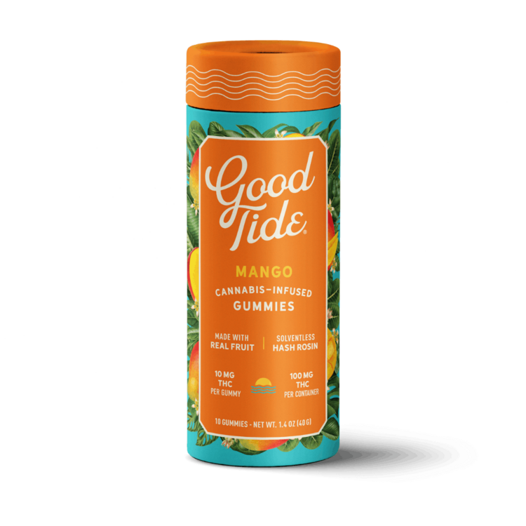 Photograph of product: Good Tide - Mango Solventless Rosin 100mg Gummies