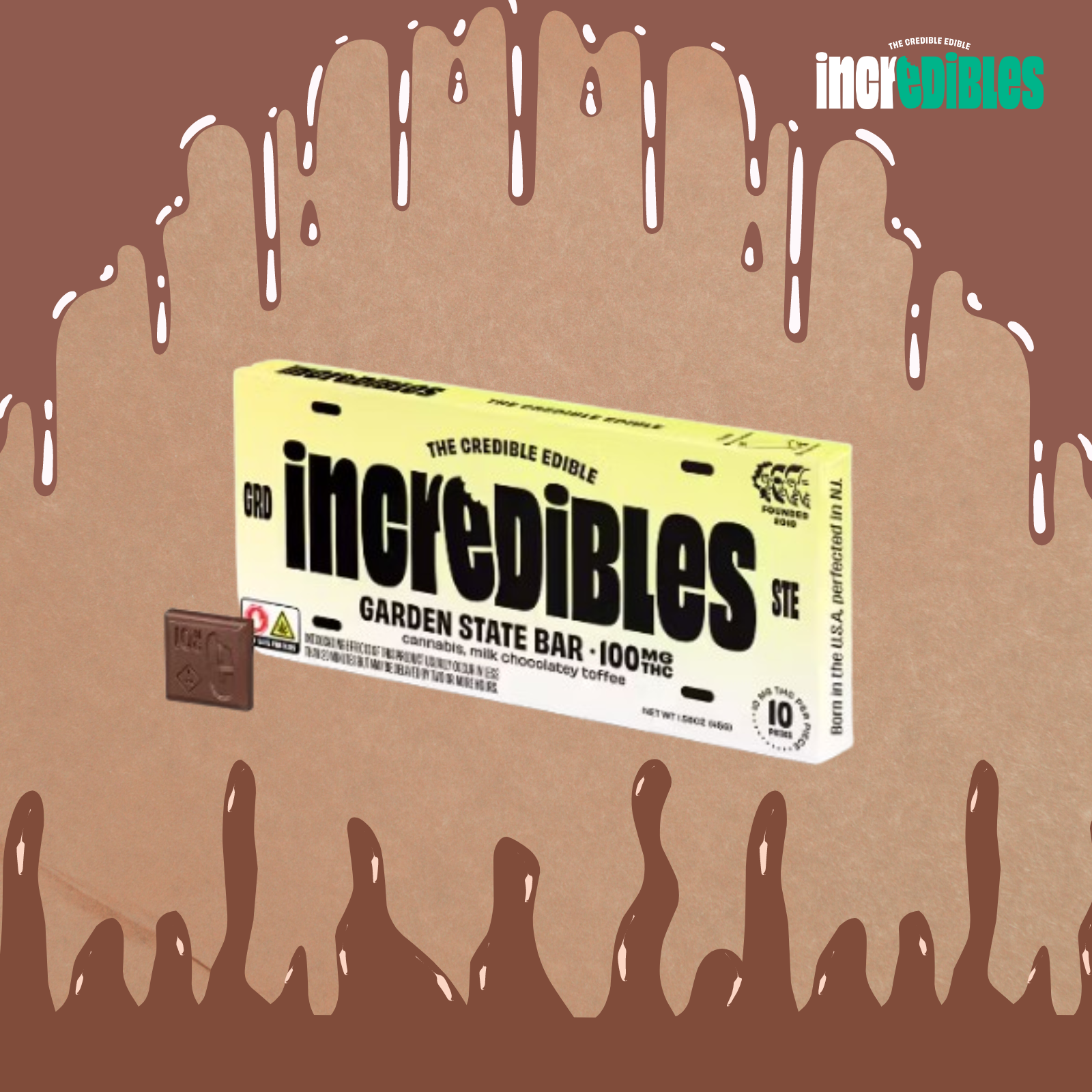 Photograph of product: Incredibles Chocolate | Garden State | 100mg