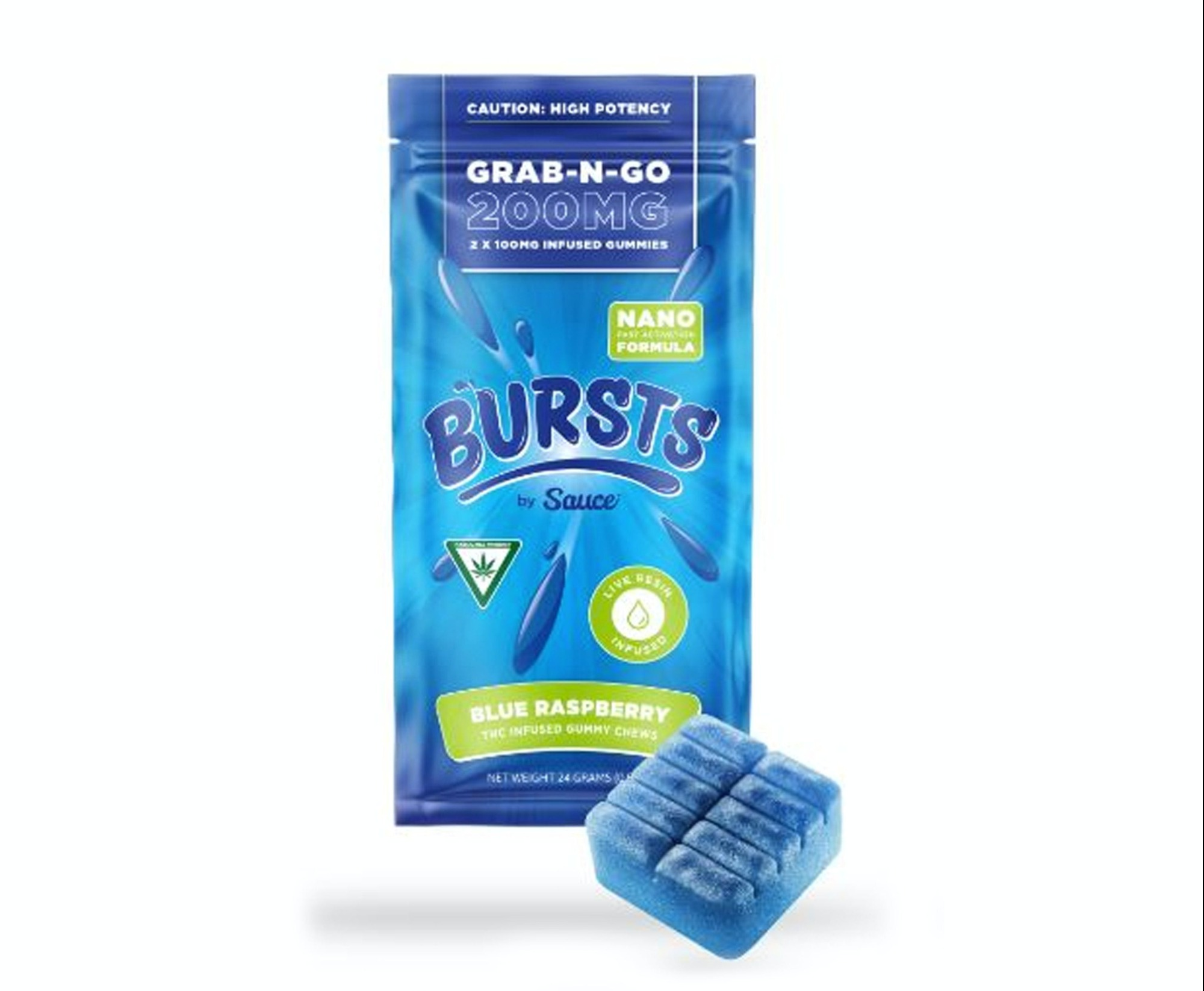 Photograph of product: Burst 200mg Gummies - Blue Raspberry