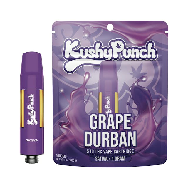 Photograph of product: Grape Durban 1G Kushy Punch 510 Vape Cart - - 