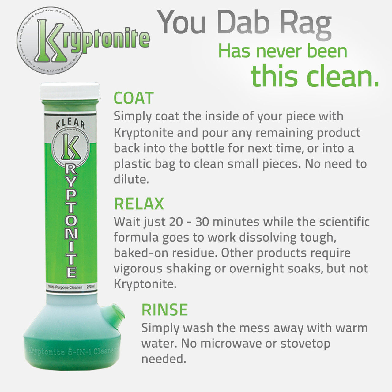 Photograph of product: KLEAR Kryptonite Original Bong Cleaner 270ml