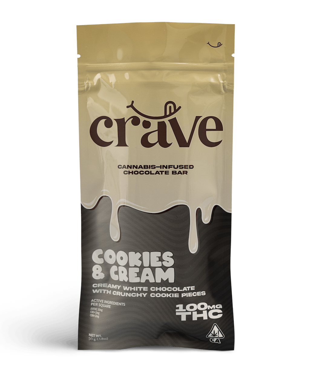 Photograph of product: 100mg Cookies and Cream Chocolate Bar $15