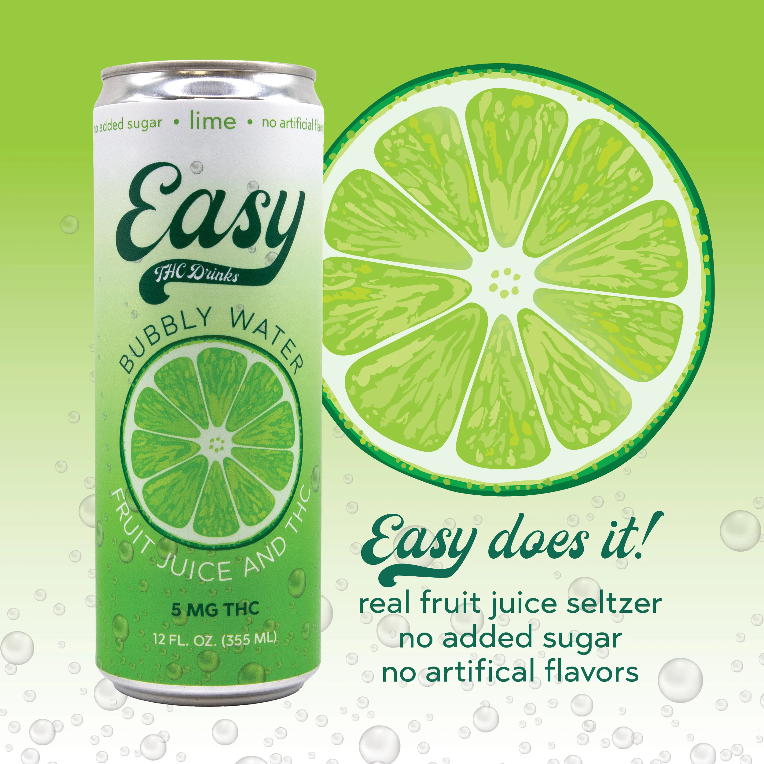 Photograph of product: Easy | Lime Bubbly Water | 5mg
