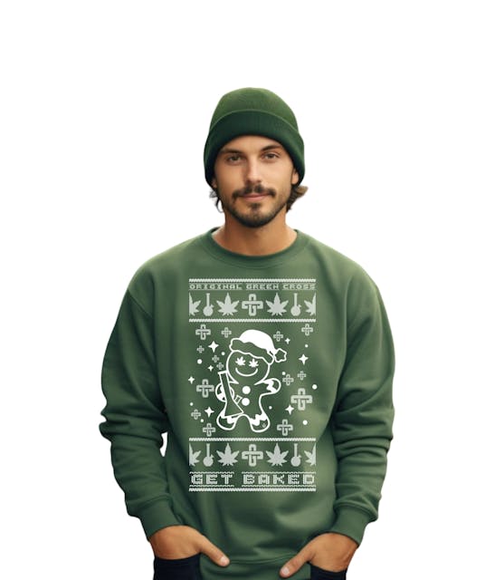 Photograph of product: GC Holiday Crew Sweatshirt - Green (Small) - 