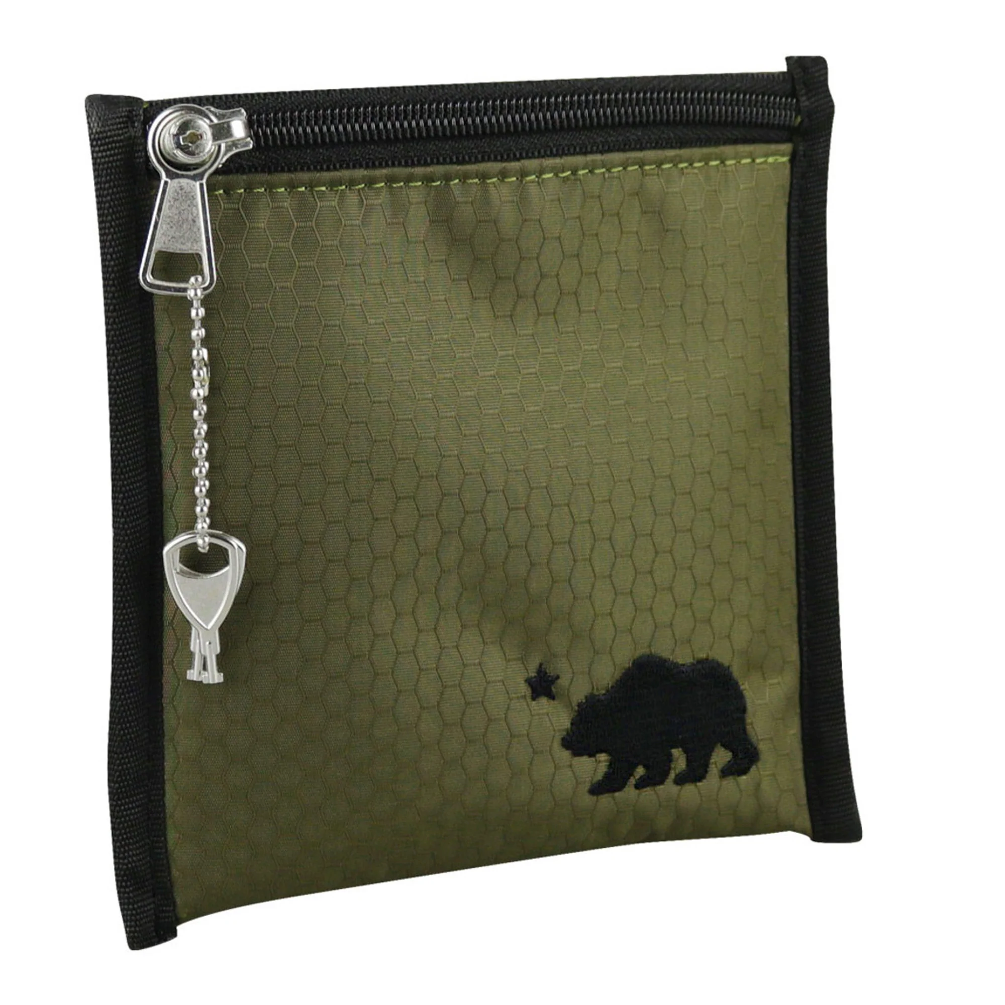 Photograph of product: Cali Pouch 6"x6" - Olive Green w/ Black Logo