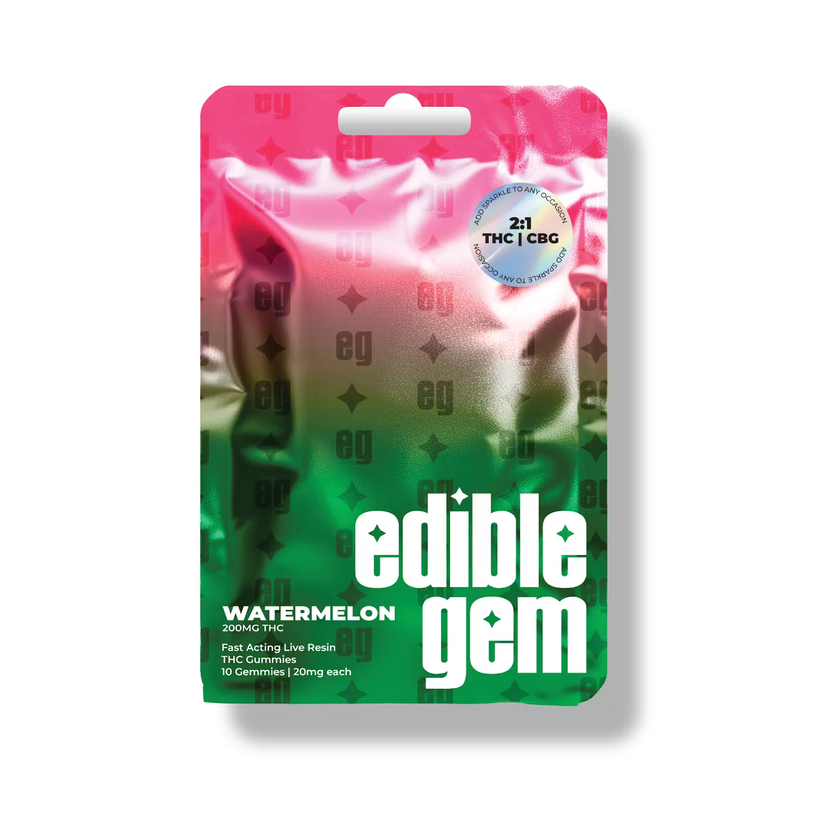 Photograph of product: Edible Gem - Watermelon 2:1 TH-oui:CBG Gummies 200mg