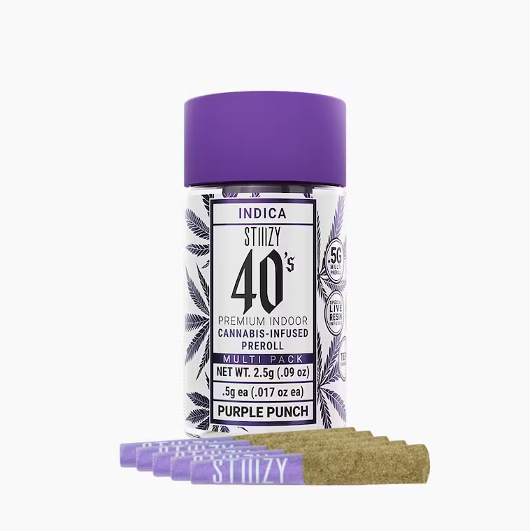 Photograph of product: Purple Punch 40's Multi Pack Infused Pre-Roll 0.5g x 5pk