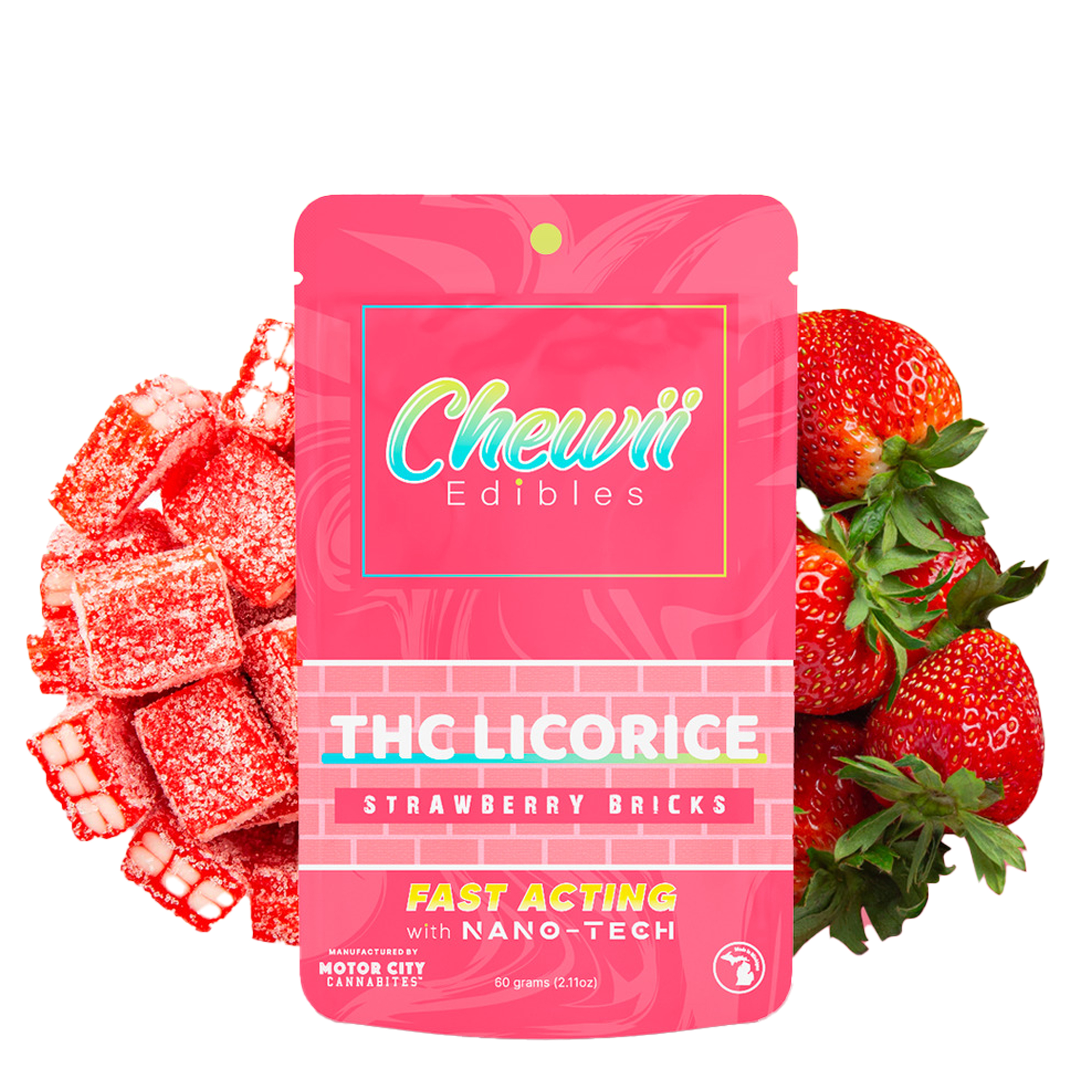 Photograph of Product: Chewii Strawberry Licorice Bricks 200mg Rec