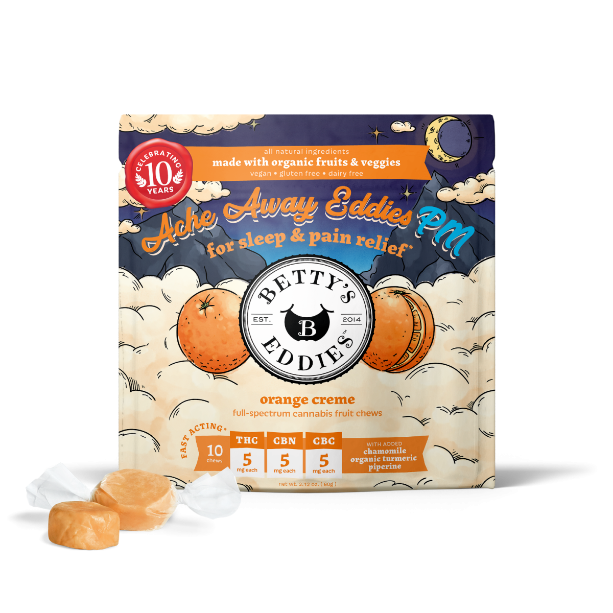 Photograph of product: Orange Creme Ache Away PM Taffy | 10pk