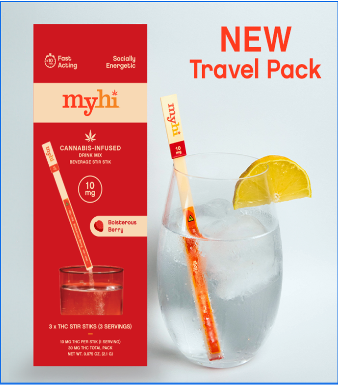 Photograph of product: Myhi - Stir Sticks - Boisterous Berry - 3pk TH-oui Infused Drink Mix