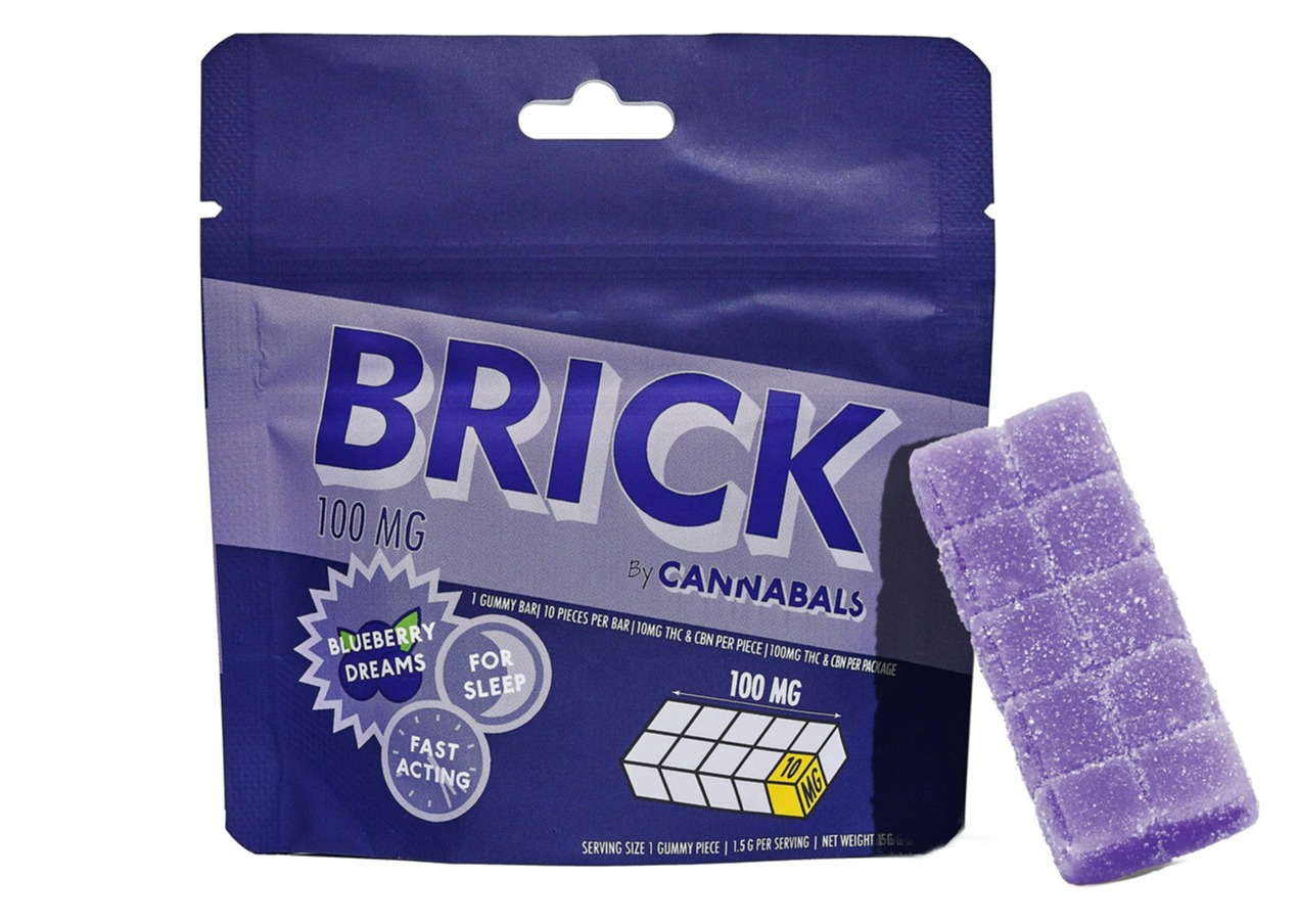 Photograph of product: Cannabals | Blueberry Dreams | Brick Gummy 100mg