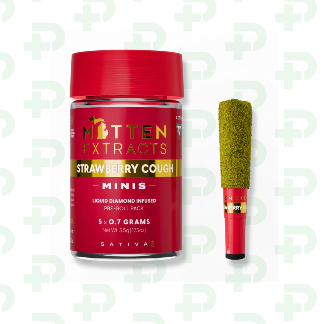 Photograph of product: Mitten Extracts 5 Pack Infused Preroll - Oui'd - Strawberry Cough