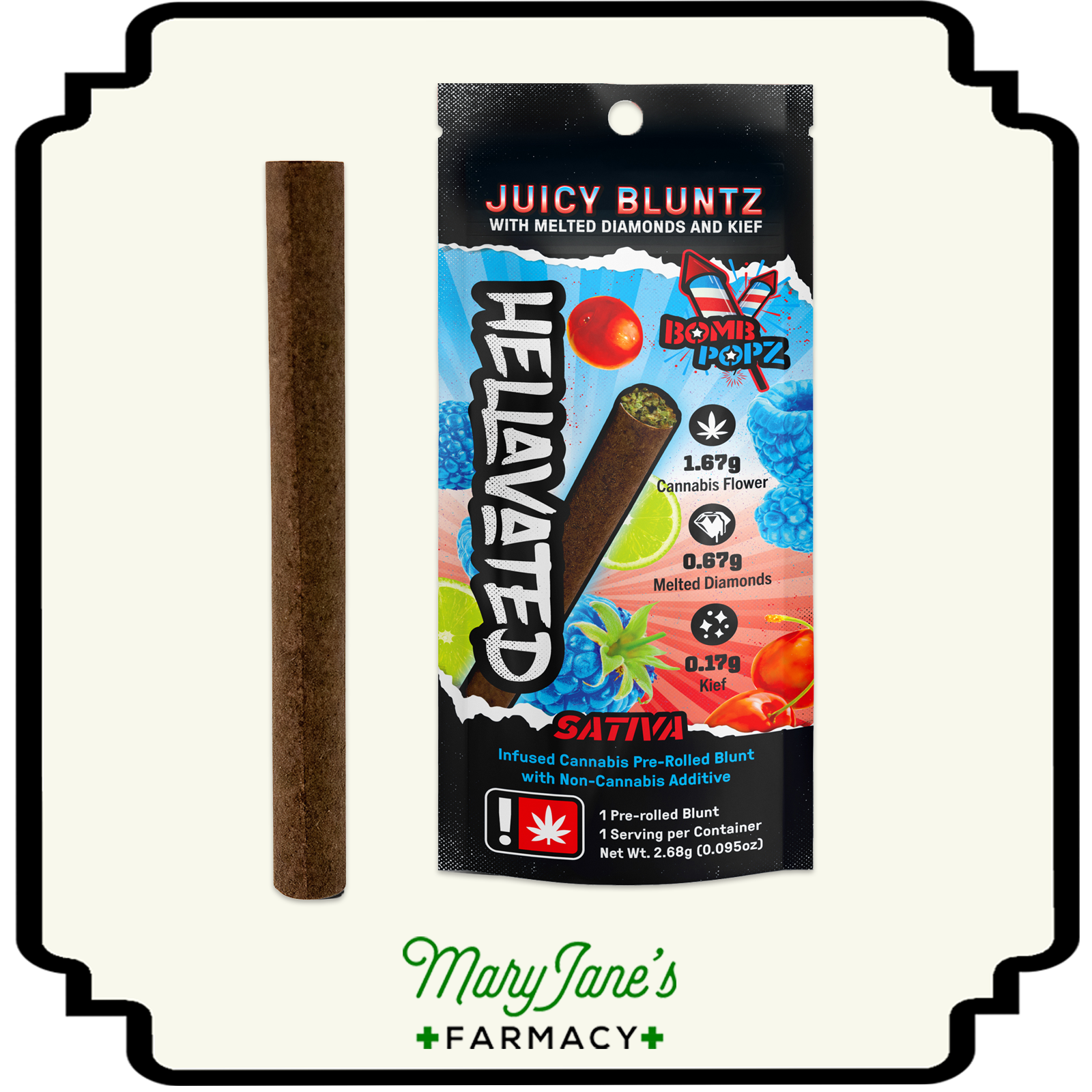 Photograph of product: Bomb Pop Infused Flavored Juicy Blunt | 2.51g