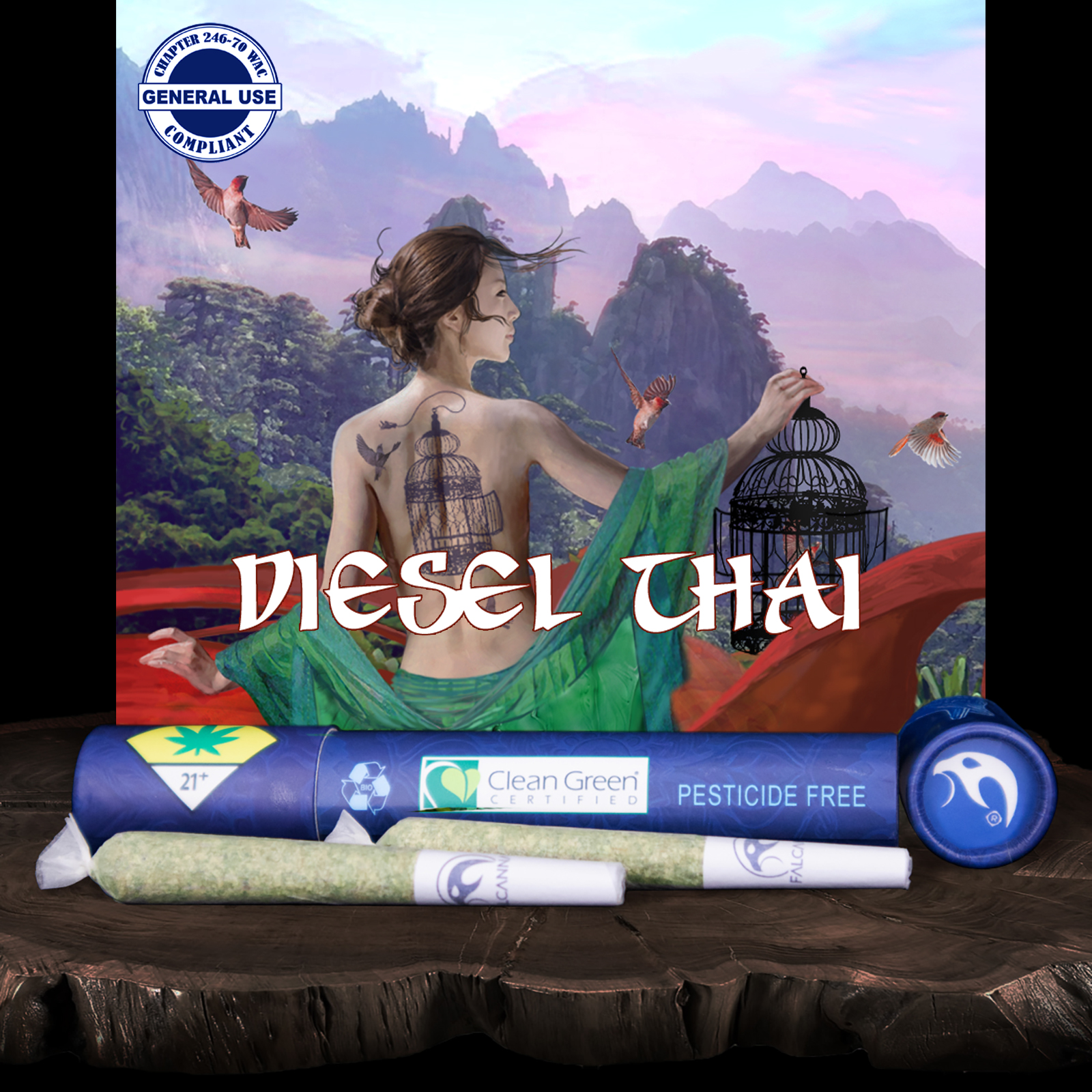 Photograph of product: Diesel Thai Pre-Roll 2-pack | 1.2g (DOH)