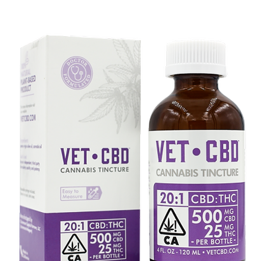 Photograph of product: 20:1 VetCBD Tincture - CBD:500mg/TH-oui:25mg 2oz/60ml $87