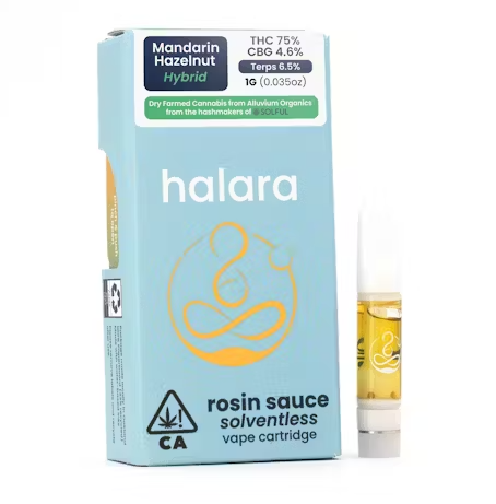 Photograph of product: Mandarin Hazelnut (H) ROSIN Sauce Solventless CARTRIDGE 1g - Halara