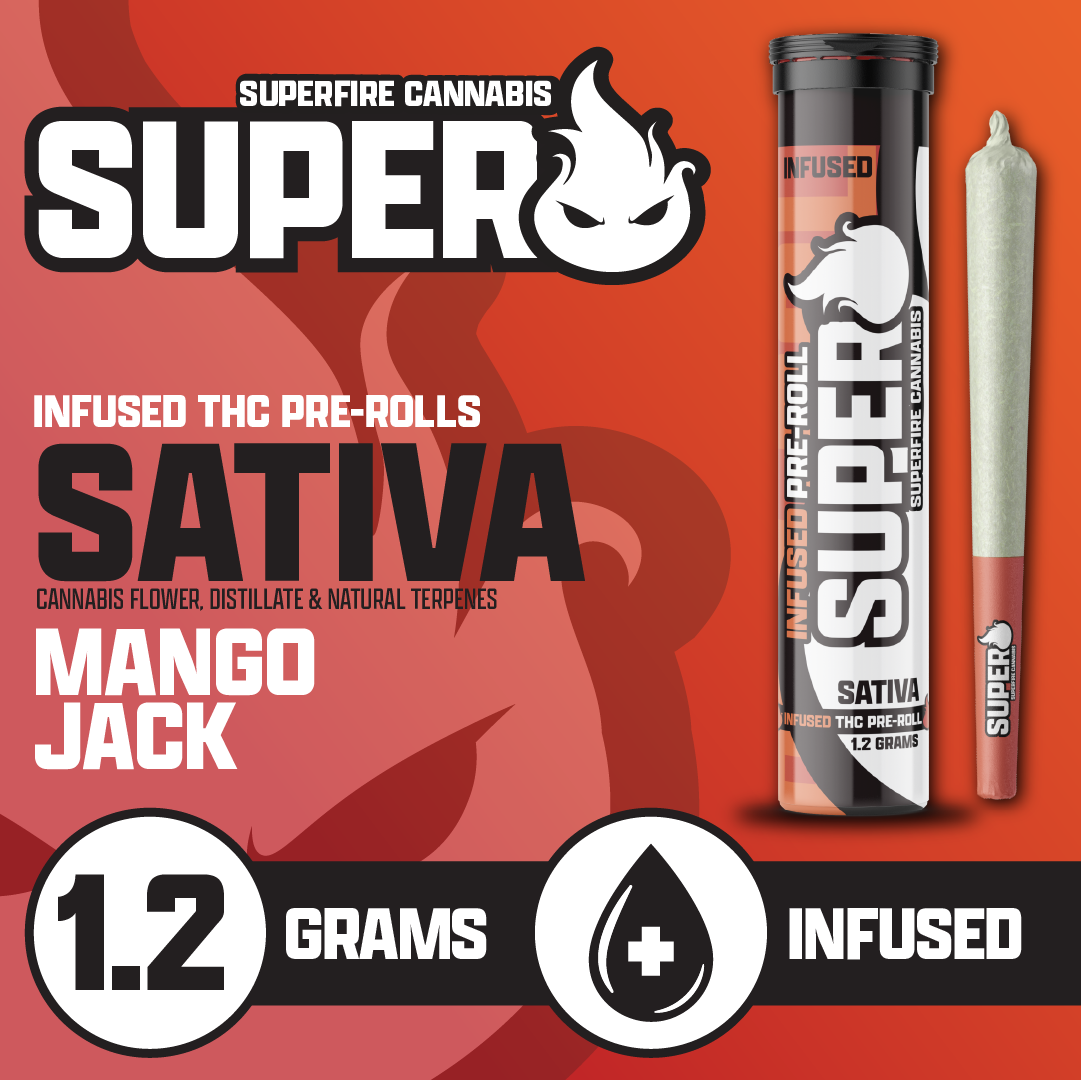Photograph of product: SuperFire 1.2g Infused Pre-Roll - Mango Jack