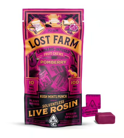 Photograph of product: Lost Farm Chews Pomberry Kush Mints Punch Rosin 100mg