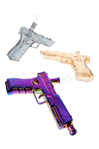 Photograph of product: Glass - Metallic Glass Pistol Bubbler - B1464