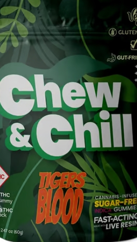 Photograph of Product: Chew & Chill Sugar Free Live Resin Gummies | 2:1 THC/CBN | Tigers Blood