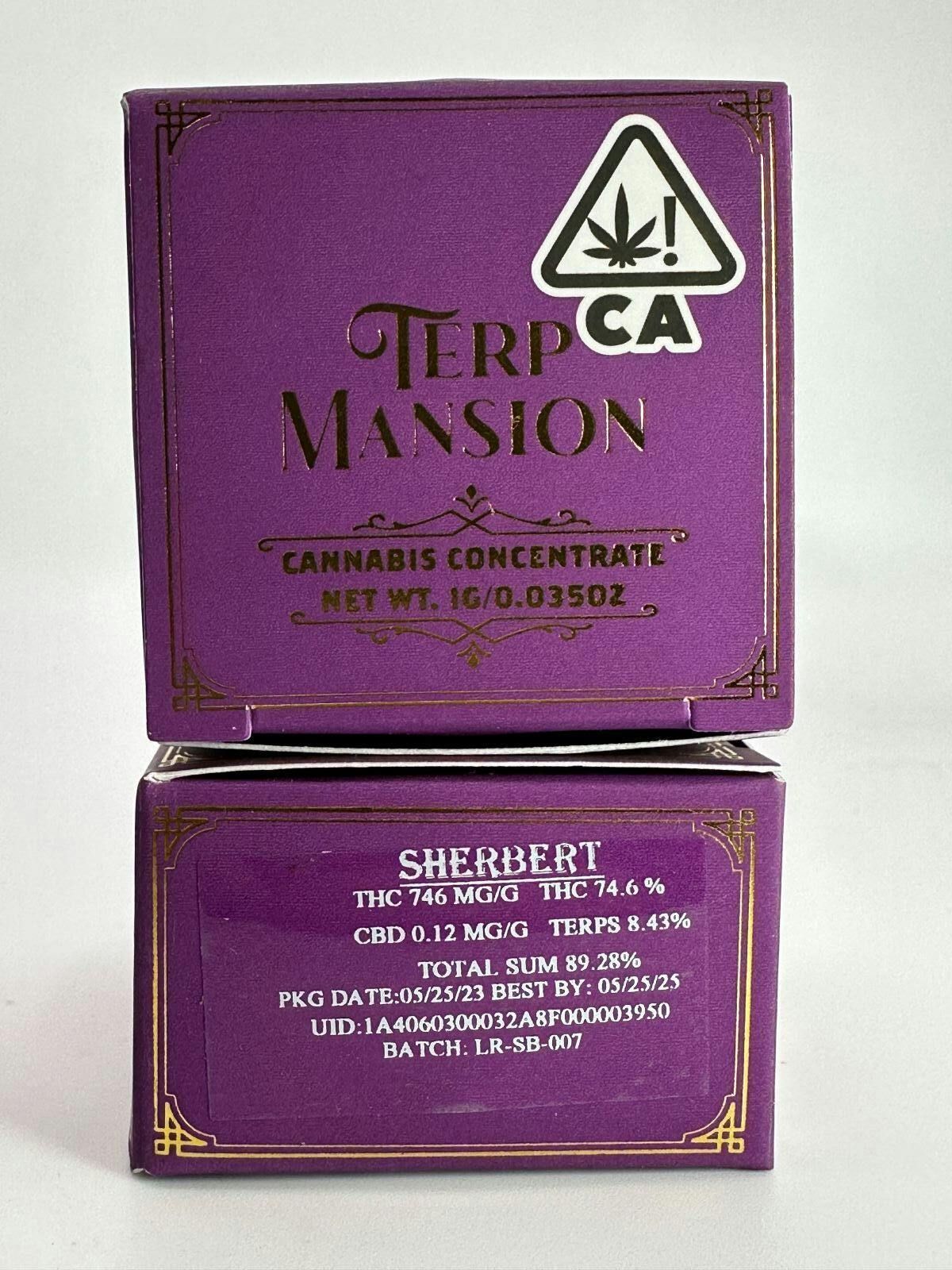 Photograph of product: Sale Terp Mansion 1g Sherbert Live Rosin 74%