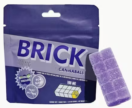 Photograph of product: Cannabals | Brick | Gummies 10 Pack | Blueberry Dreams TH-oui:CBN | 100mg