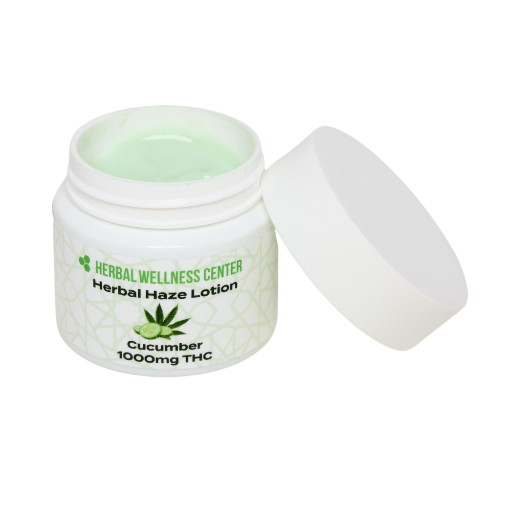 Photograph of product: HWC - Herbal Haze Lotion - Cucumber 1:1 TH-oui:CBD - 1000 mg