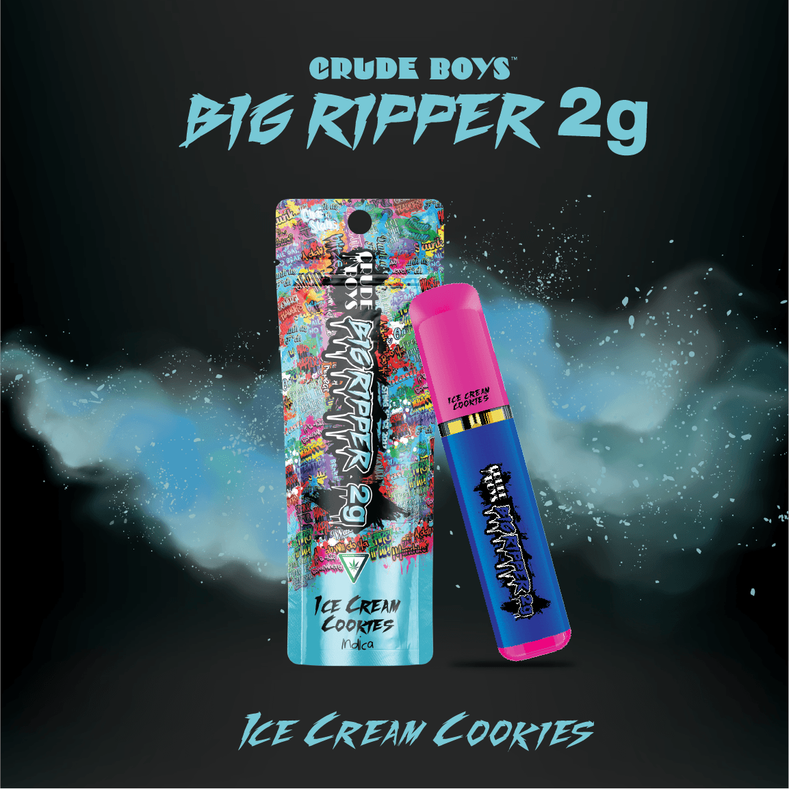Photograph of product: Crude Boys Big Ripper Vape Disposable: Ice Cream Cookies (I)