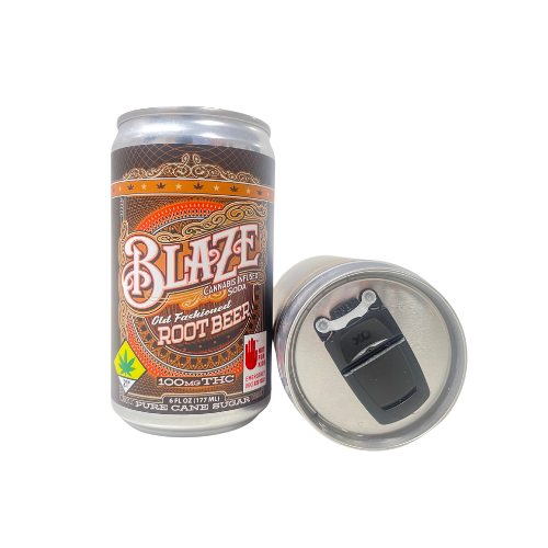 Photograph of product: Blaze Soda: Stoney Mountain Root Beer 100mg TH-oui - 6oz Can