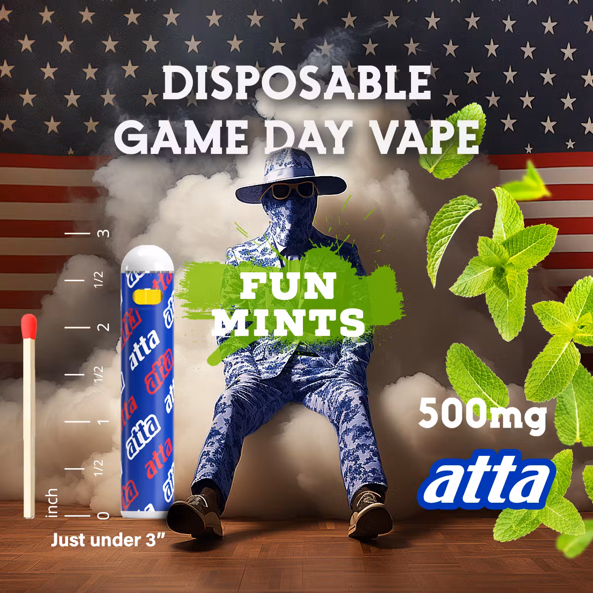 Photograph of Product: Atta KC Blue Fun Mints Disposable Vape (.5g)