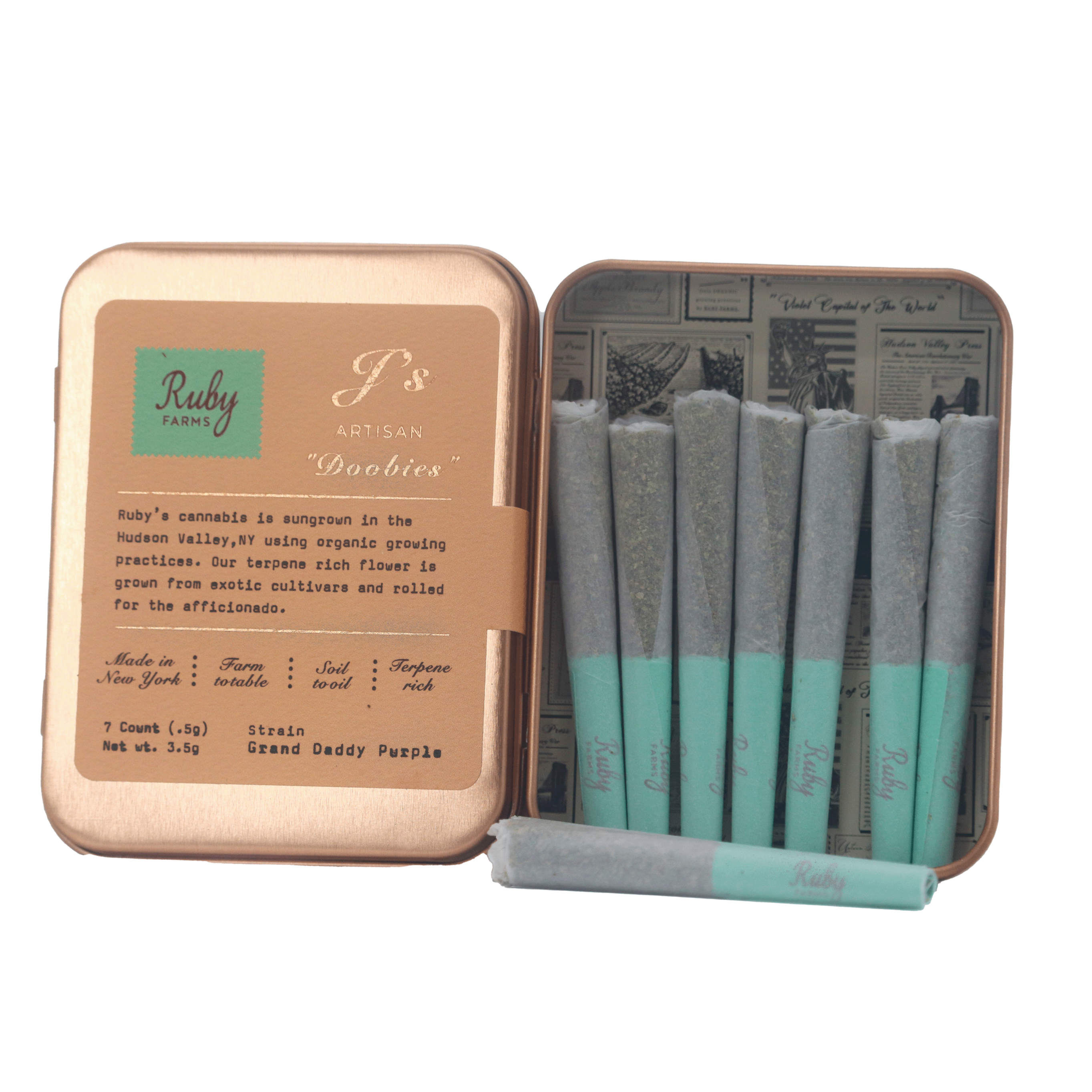 Photograph of product: Ruby Farms | Doobies | 7 Count | Sour Tangie | 3.5G