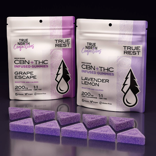 Photograph of product: True North Gummies 5x20MG 1:1 TH-oui/CBN Lavender Lemon | 100mg