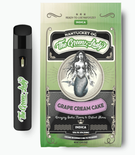 Photograph of product: The Green Lady | Grape Cream Cake | Oui'd | Disposable Vape | 1g