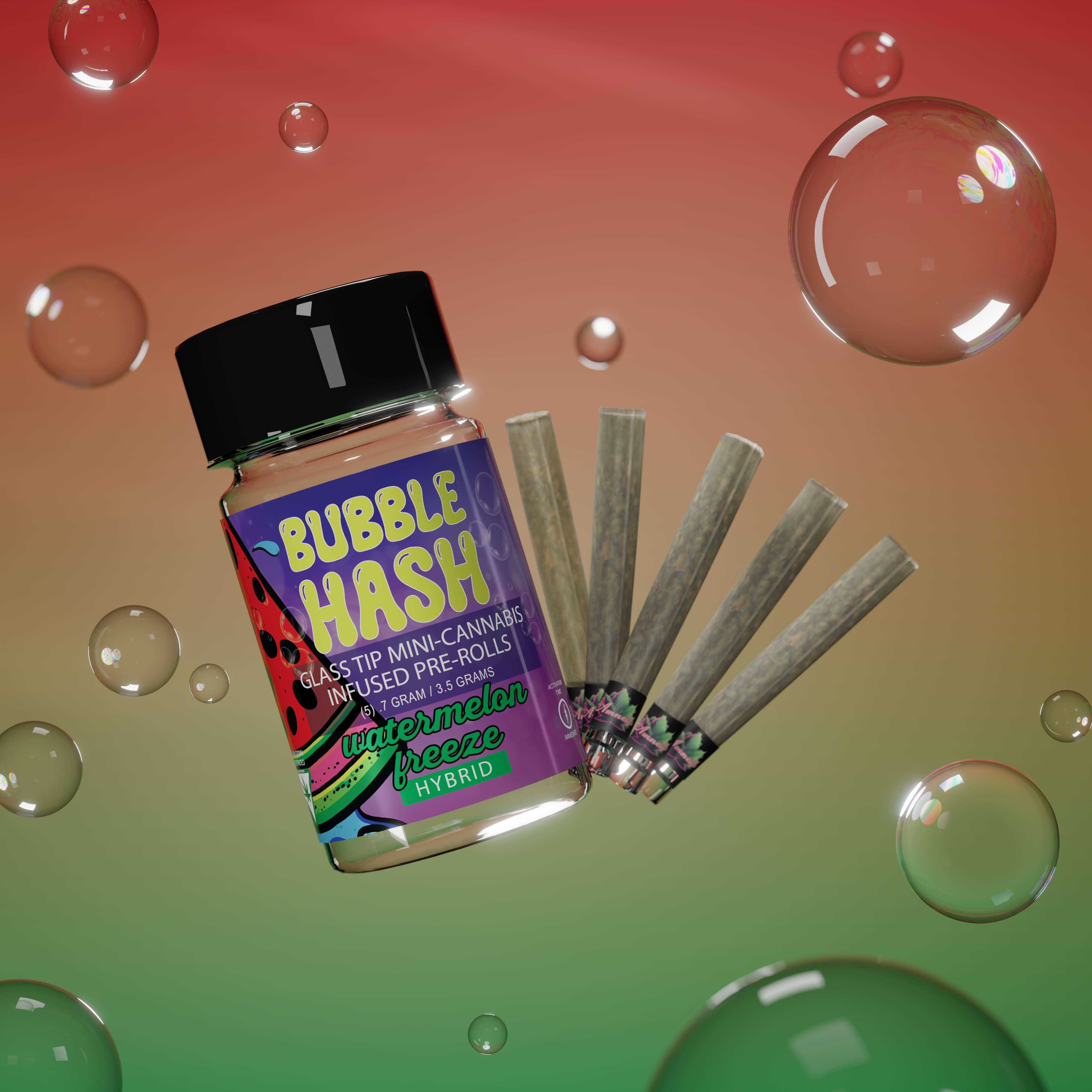 Photograph of product: Amnesia - 5-Pack .7g Bubble au chocolat Infused Prerolls - Watermelon Freeze