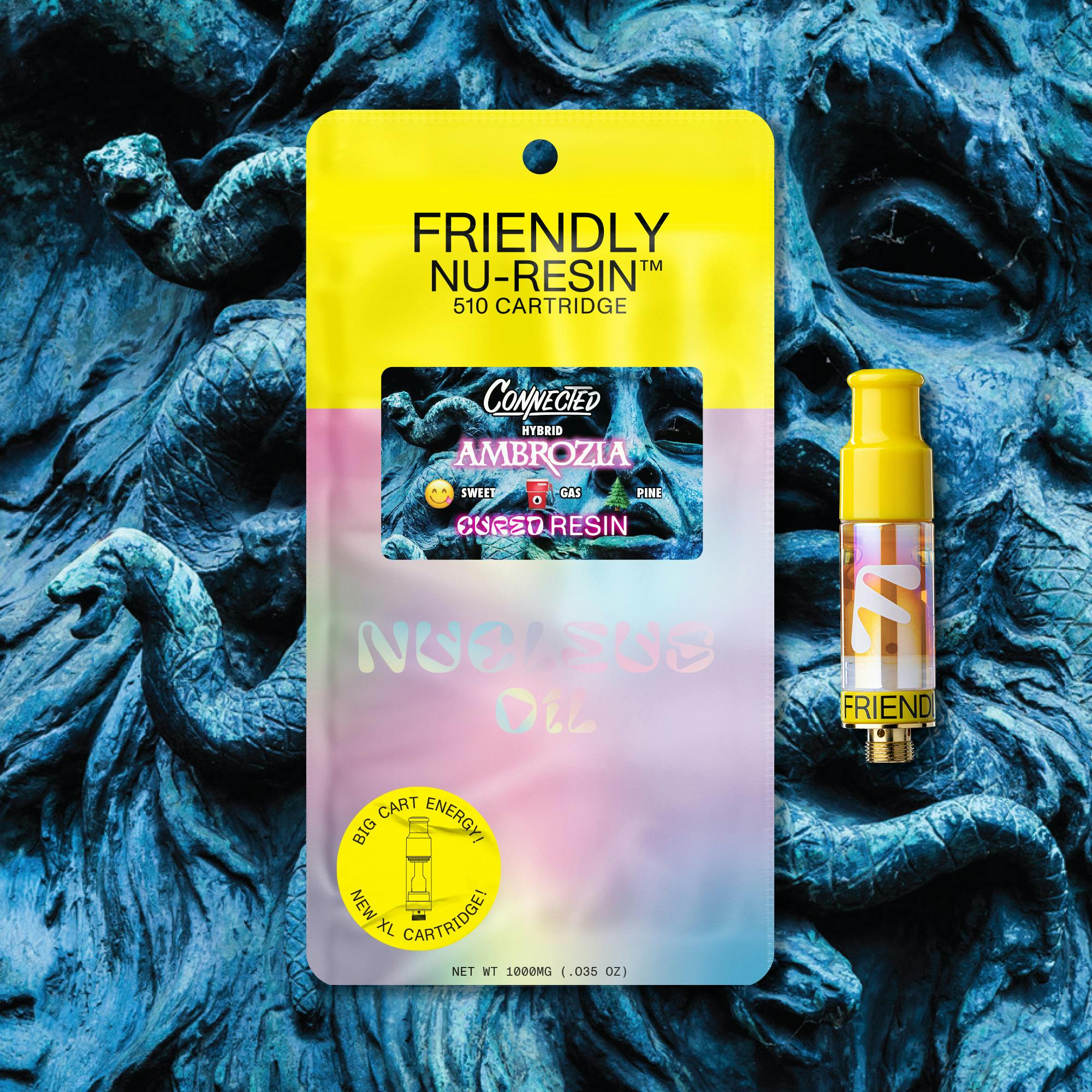 Photograph of product: Friendly Brand x Connected | Ambrozia Cured Resin Cartridge | 1g