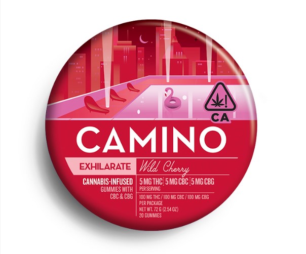 Photograph of product: Camino 'Exhilarate' Wild Cherry Gummies (20 X 5:5:5mg)