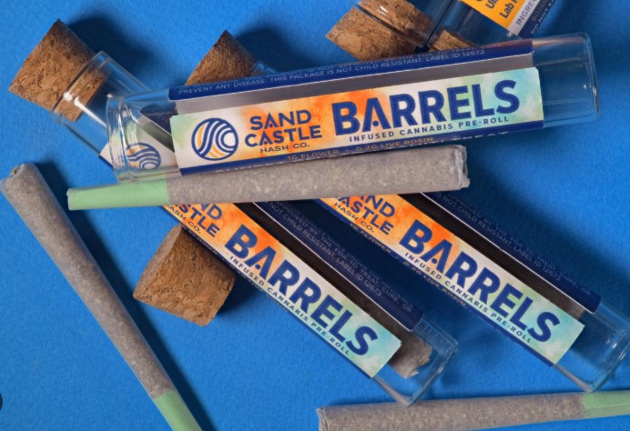 Photograph of product: Barrels Rosin Injected Pre-roll | Blue Dream x Caribbean Breeze | 1.2g