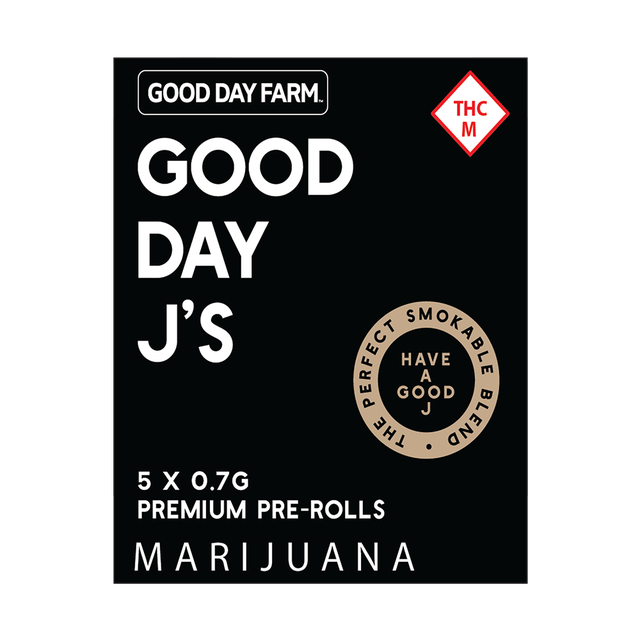 Photograph of product: GDF: Pre-Roll Pack | Mint Chip Gelato | Good Day J's | 0.7g ea | 5pk