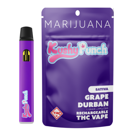 Photograph of product: KUSHY PUNCH - DISPOSABLE DISTILLATE - 1G - GRAPE DURBAN - Oui'd