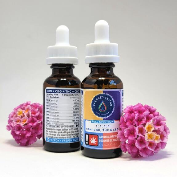 Photograph of product: 1:1:1:1 - 1oz Tincture - 300 CBN & 300 CBD & 300 TH-oui & 300 CBG - FFE