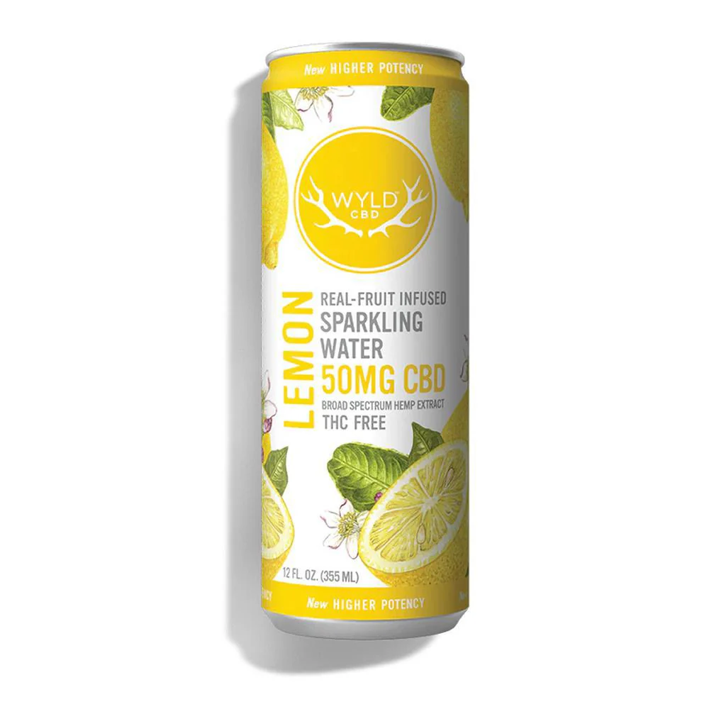 Photograph of product: WYLD - Hemp - 50mg - Lemon CBD Sparkling Water