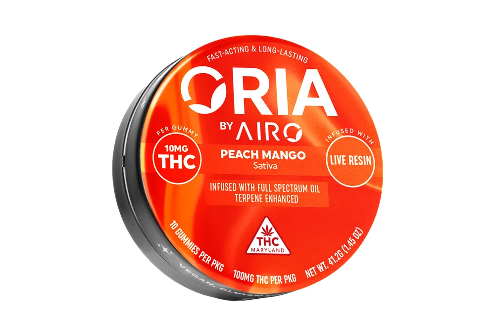 Photograph of product: Peach Mango Live Resin Gummies [10pk] (100mg TH-oui)