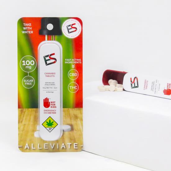 Photograph of product: Alleviate 1:1 CBD Oui'd Tablets | 100mg (DOH)