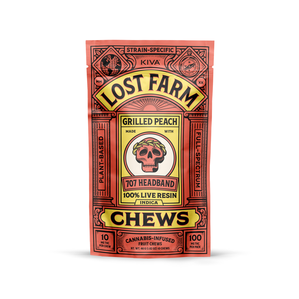 Photograph of product: Lost Farm Grilled Peach Fruit Chew 100mg (10mg ea | 10-Pack)