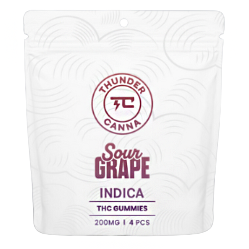 Photograph of product: Thunder Canna Sour Grape Gummies 4pk 200mg TH-oui