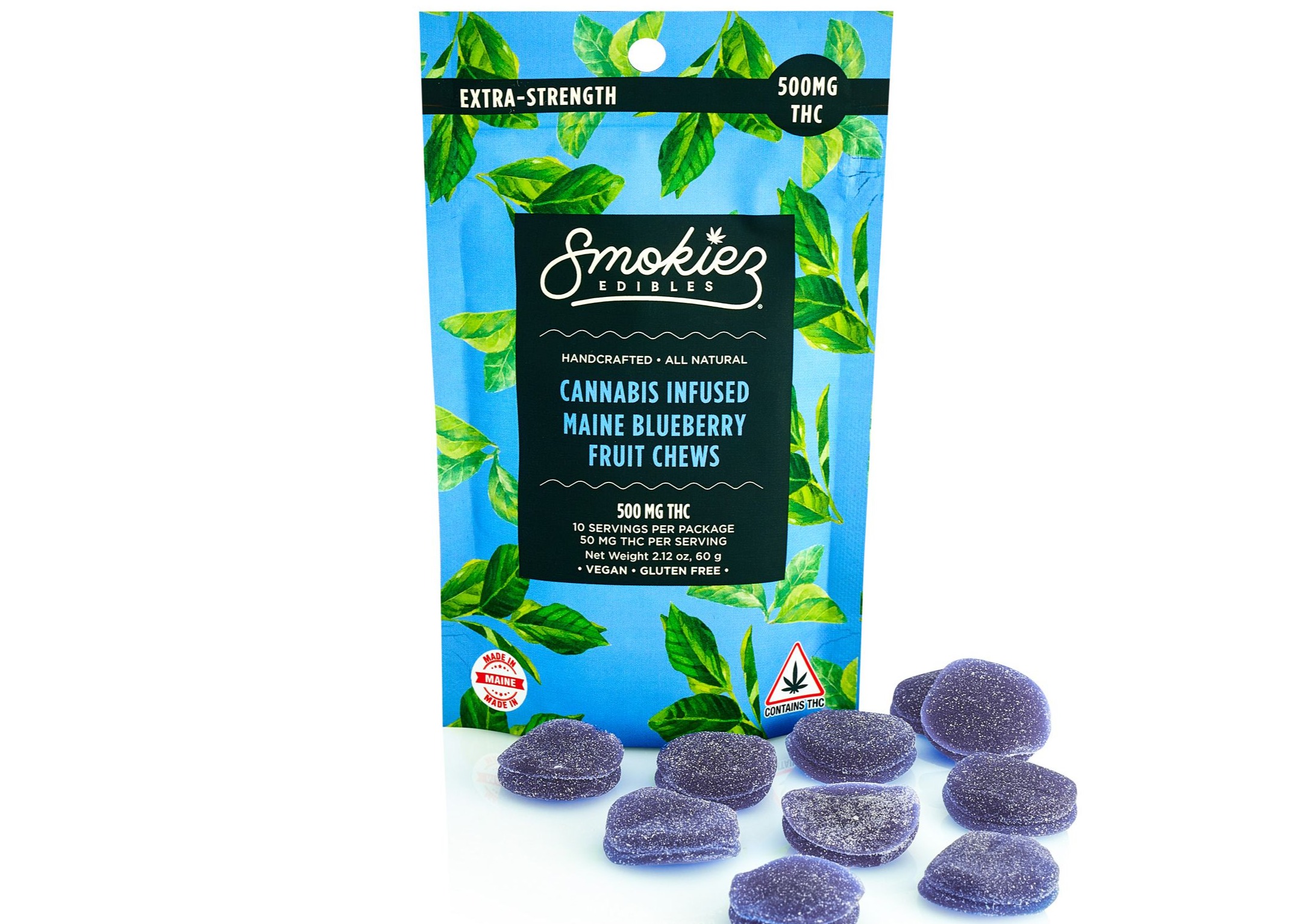 Photograph of product: EXTRA-STRENGTH Maine Blueberry Hybrid  500mg TH-oui Fruit Chews