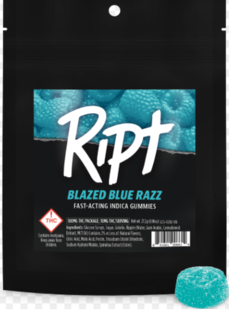 Photograph of product: Ript - (I) Blazed Blue Raz Gummies