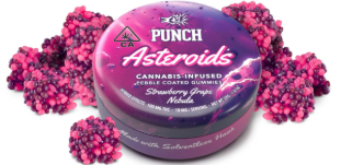 Photograph of product: Punch Edibles | Strawberry Grape Asteroids 100mg   100 Mg   10 Pack