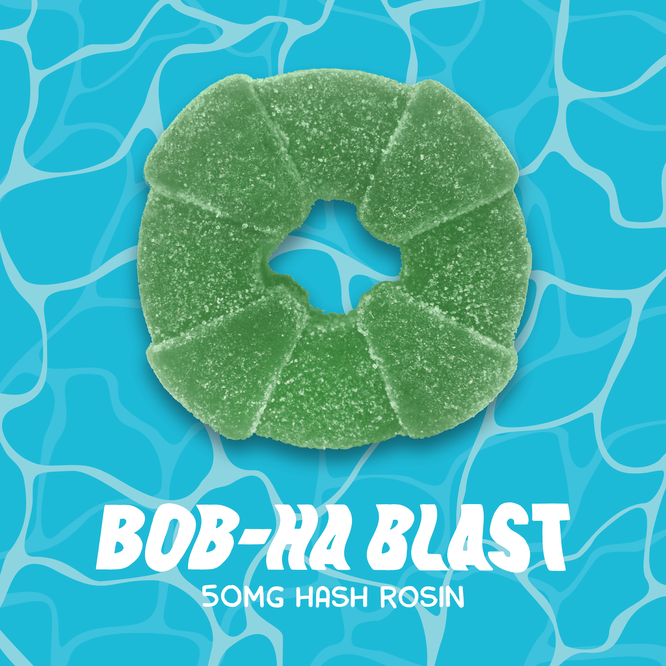 Photograph of Product: Bob-ha Blast Hash Rosin Raft Gummy (50mg)