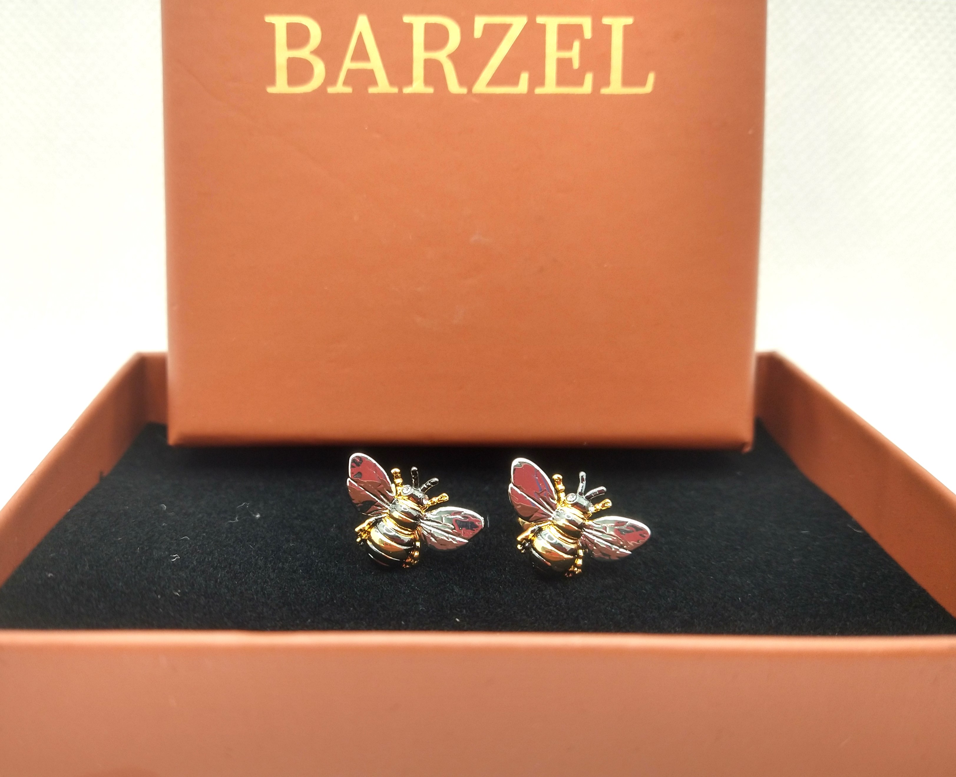 Photograph of product: Bumble Bee Stud Earrings | Black & Gold | Barzel